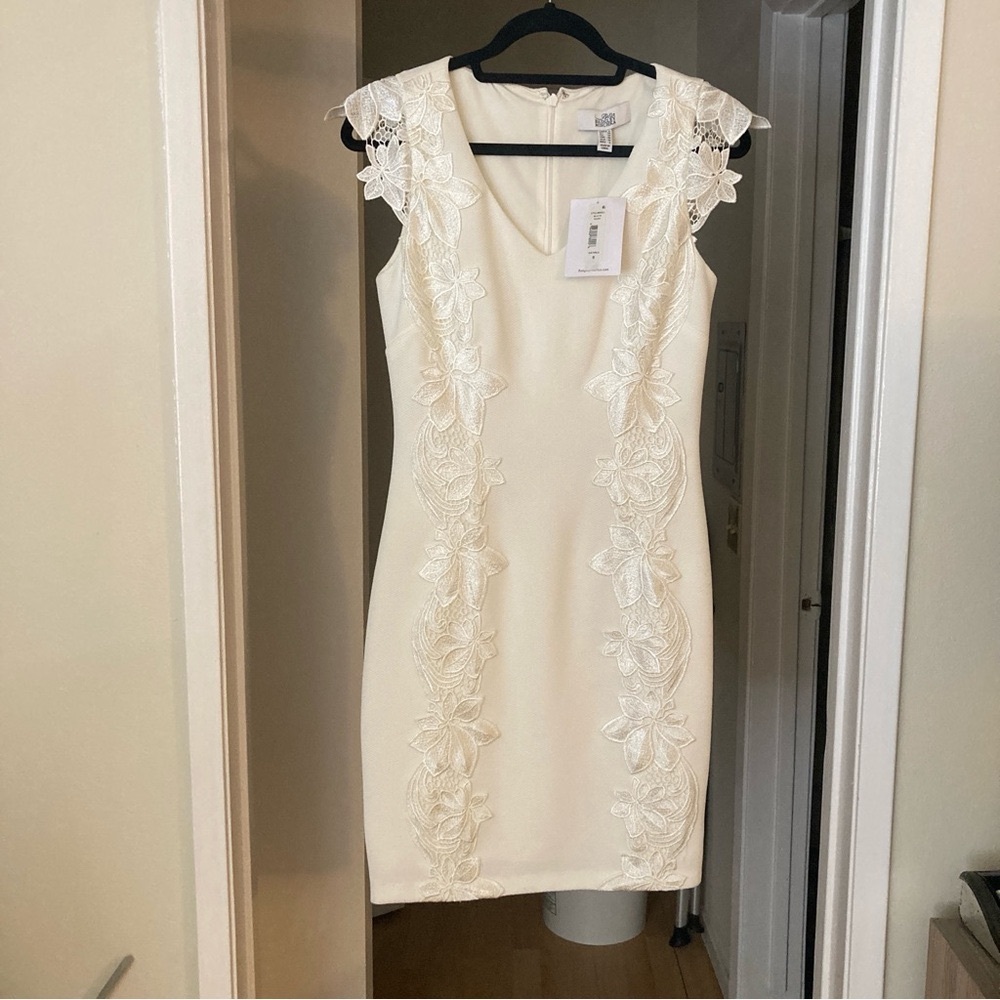 BELLE BADGLEY MISCHKA Formal Appliqué Sheath Dress, NWT, 6